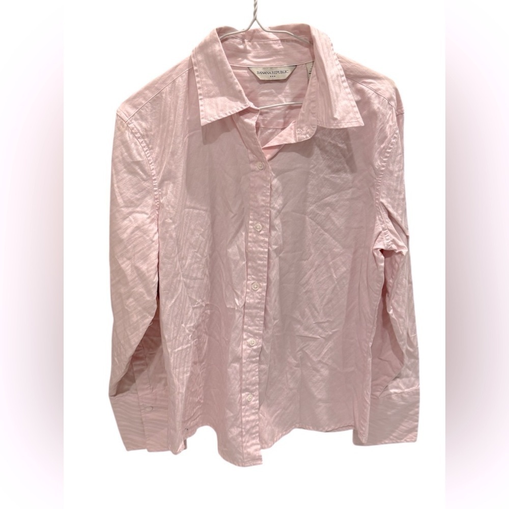 Banana Republic Pink Stripe Dress Shirt Button-Up Long Sleeve Size Large